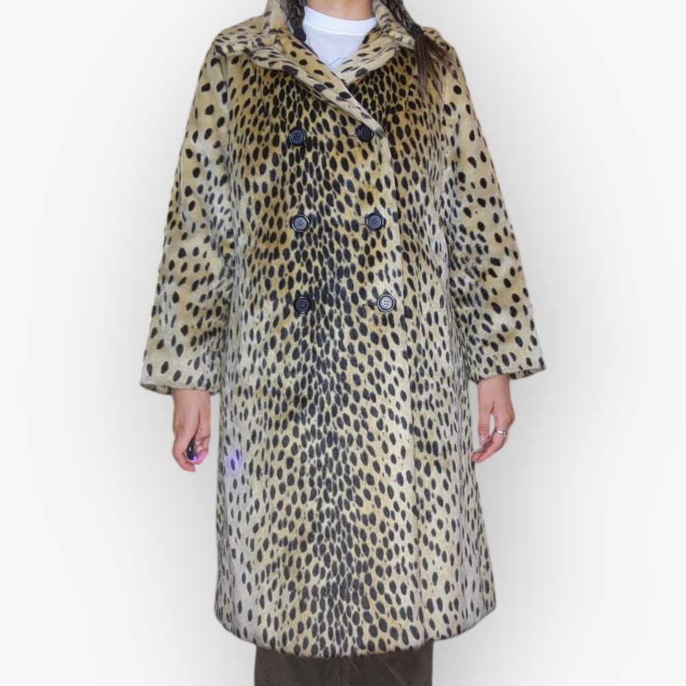 Vintage 60s/70s Faux Leopard Print Swing Coat 🖤 - Picture 10 of 12